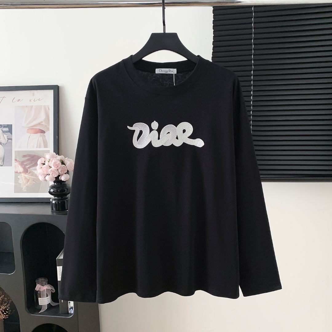 Dior CD 디올 뱀띠 스팽글 레터링 긴팔 티셔츠 의류