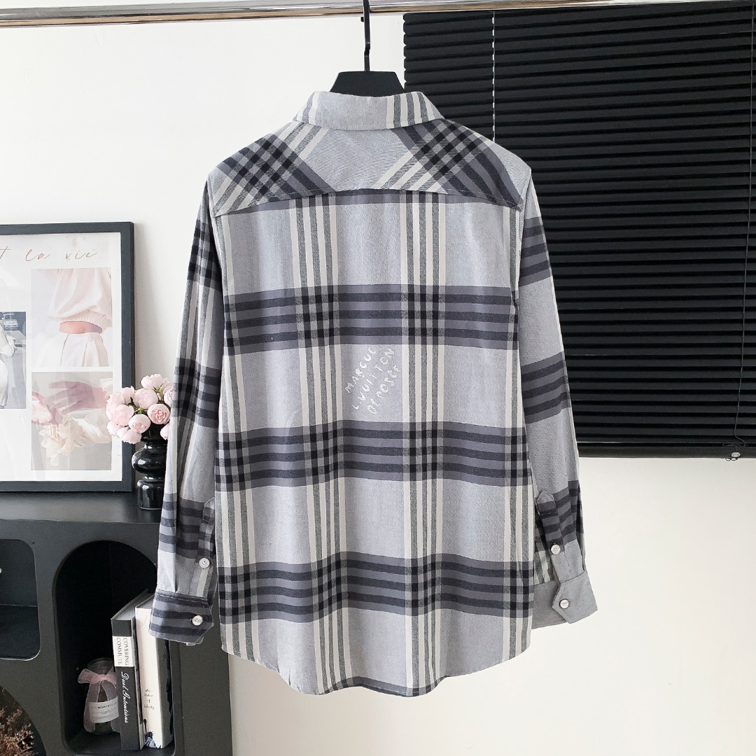 LV 루이비통 체크 플란넬 배색 셔츠 의류