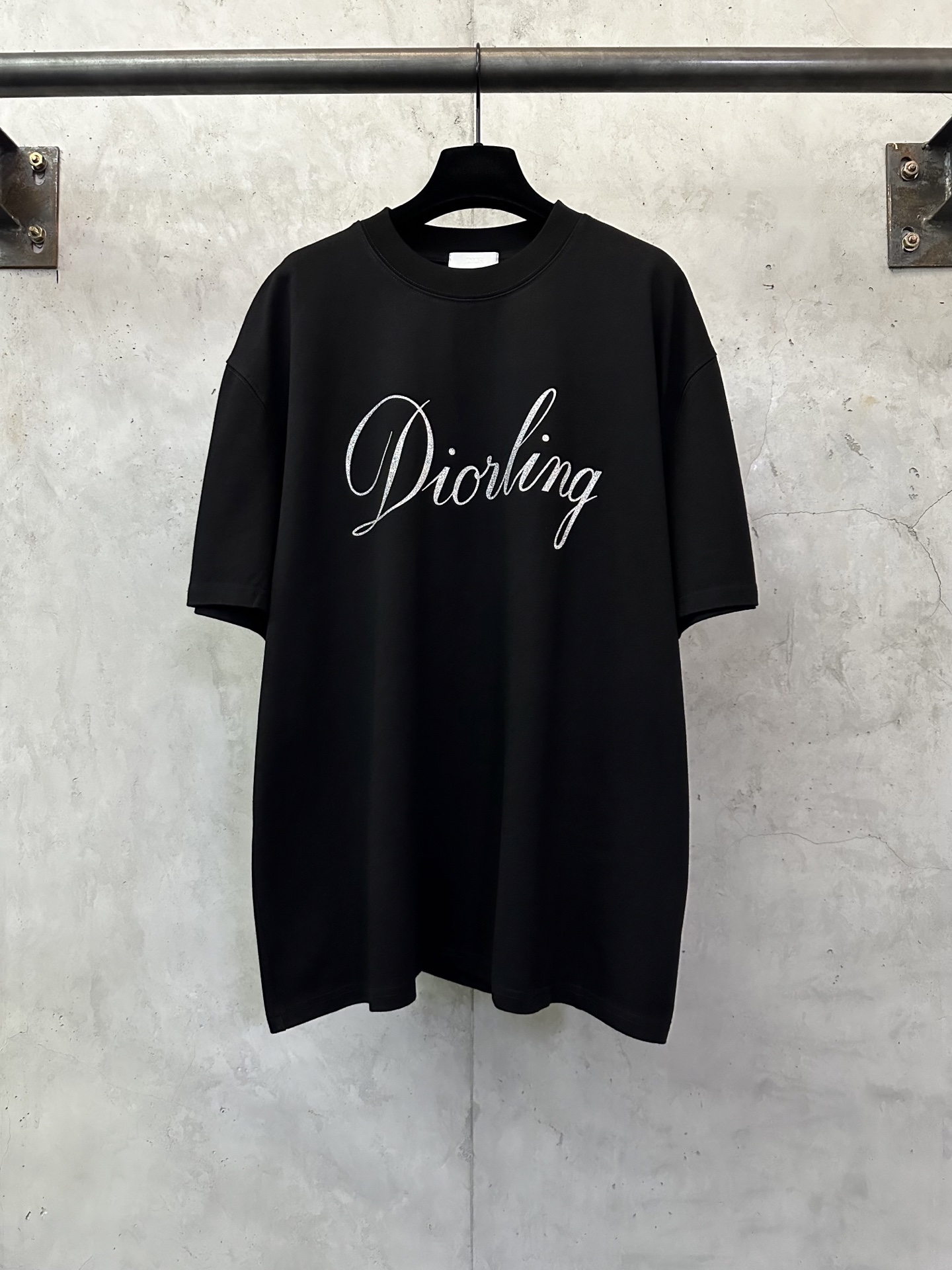 Dior CD 디올 클래식 로고 글리터 헤비 코튼 반팔 티셔츠 의류