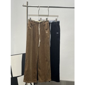 miumiu 미우미우 스트링 배색 코듀로이 와이드 팬츠 바지 의류