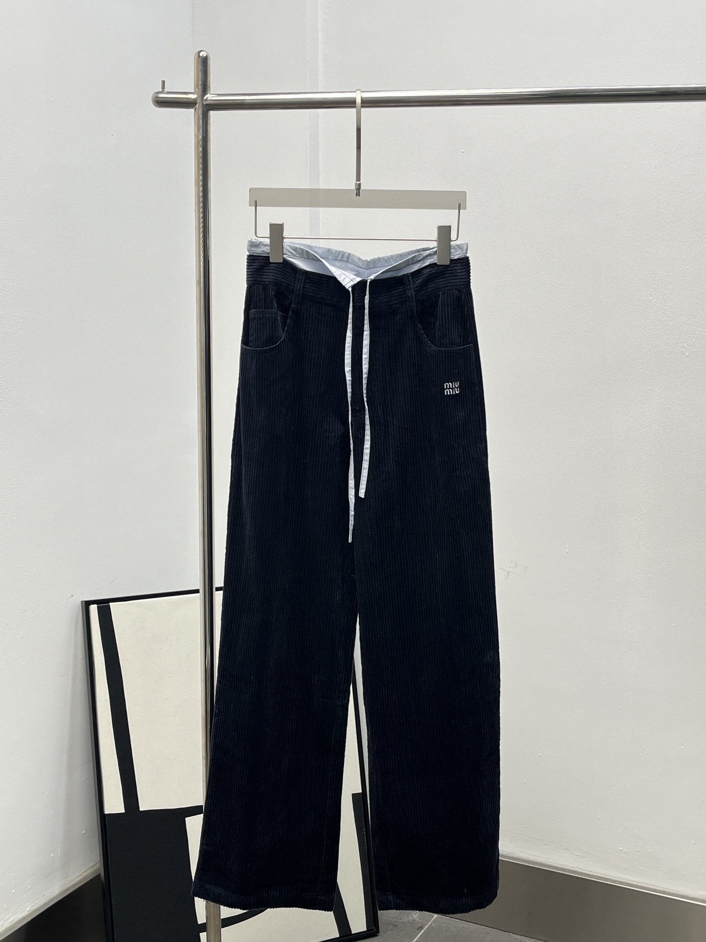 miumiu 미우미우 스트링 배색 코듀로이 와이드 팬츠 바지 의류
