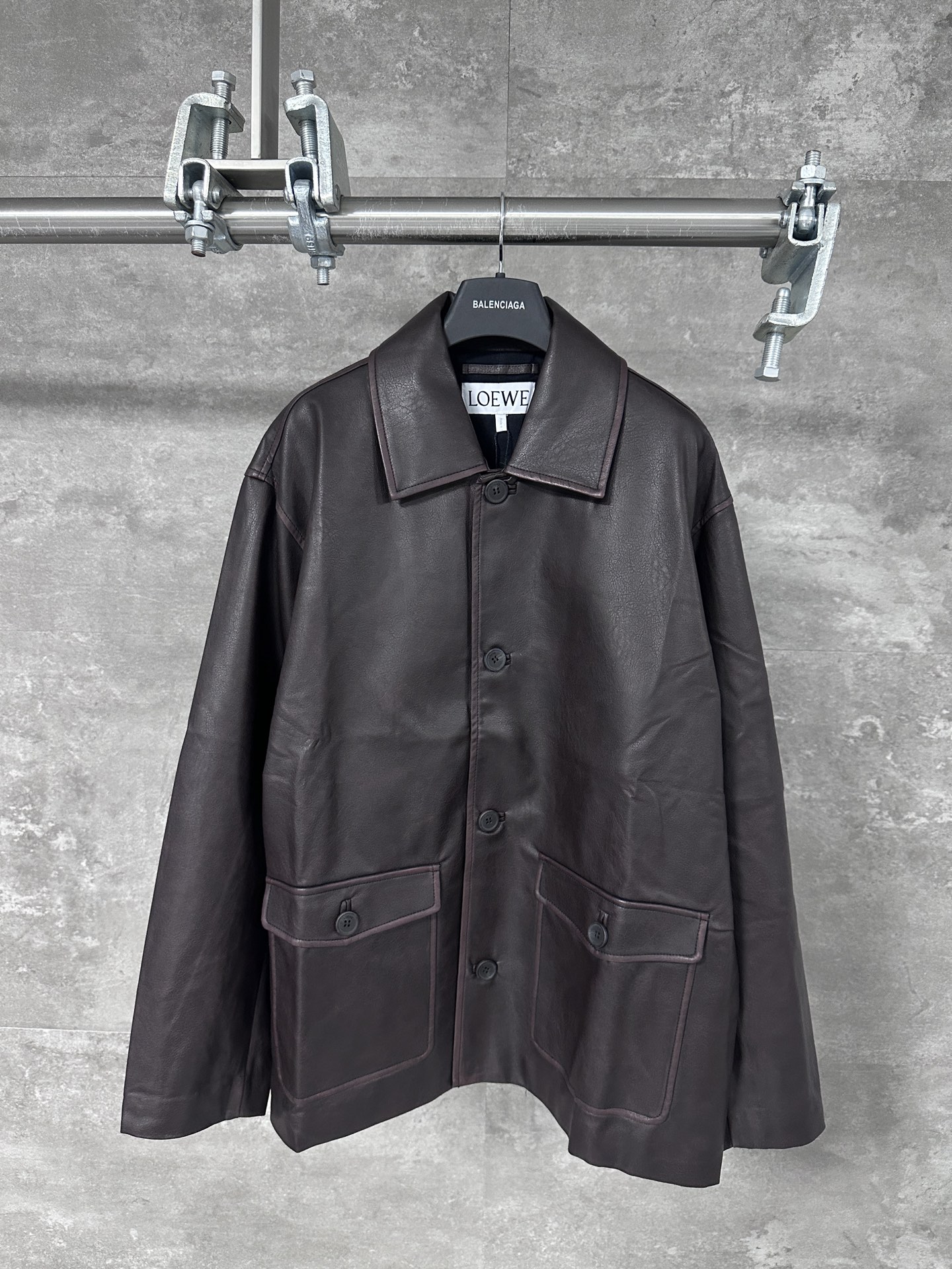 LOEWE 로에베 더블 포켓 빈티지 가죽 재킷 자켓 의류