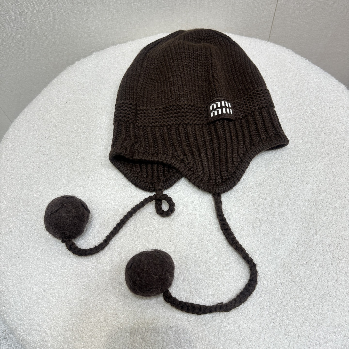 MiuMiu 미우미우 퍼볼 캐시미어 니트 비니 모자