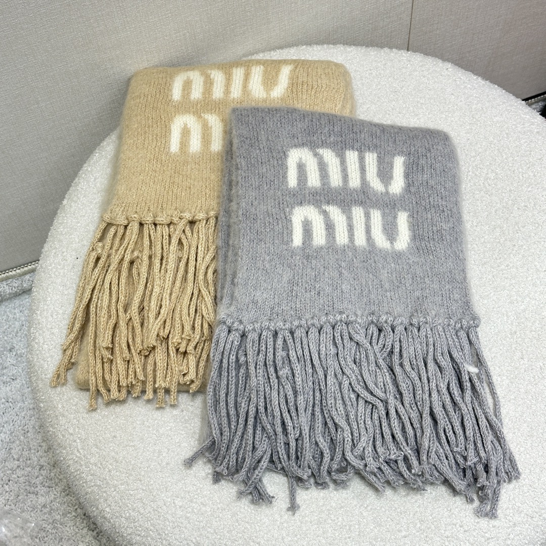 MiuMiu 미우미우 마헤어 울 블렌드 캐시미어 스카프 목도리