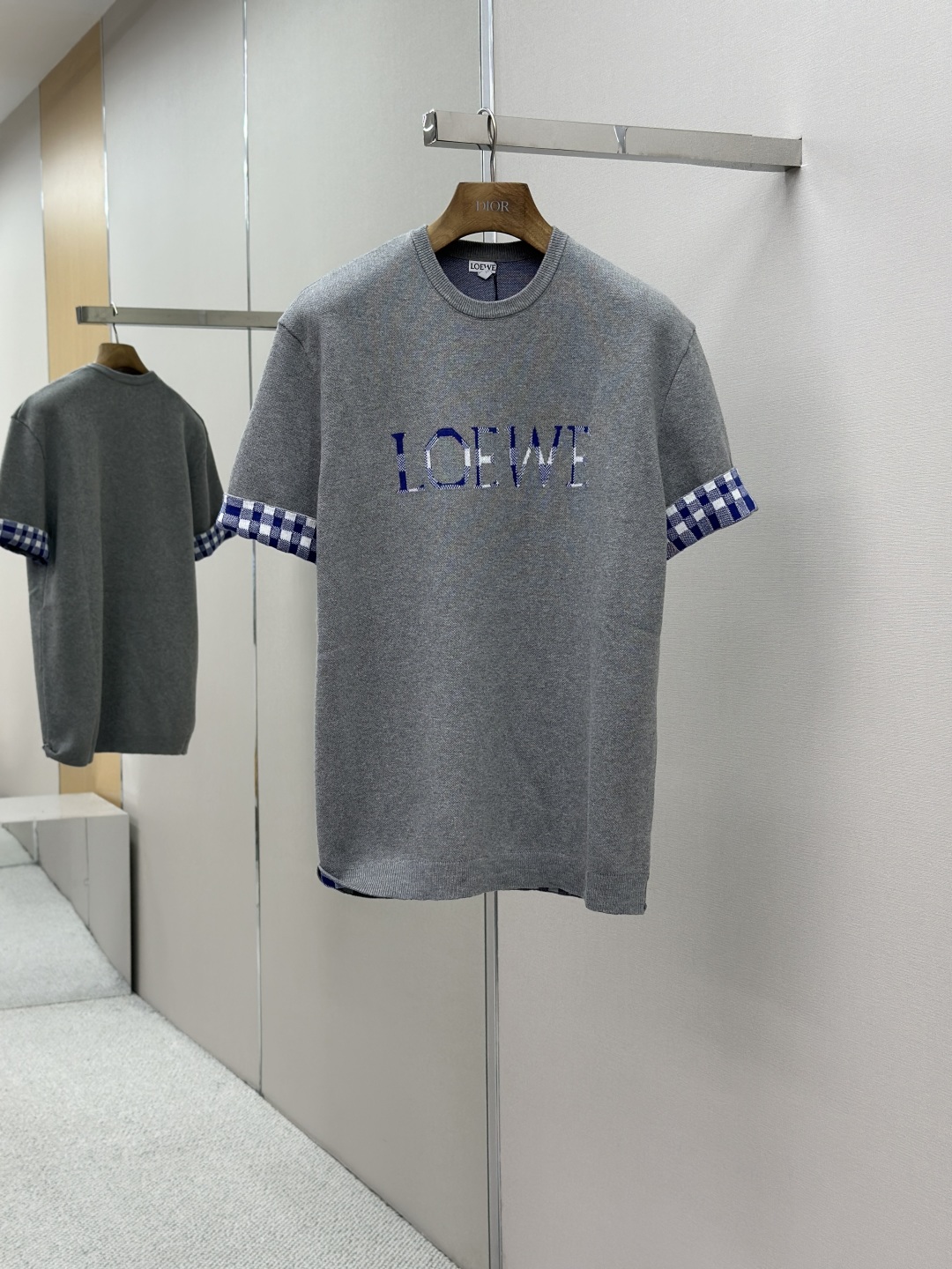 LOEWE 로에베 체크 로고 반팔 티셔츠 의류