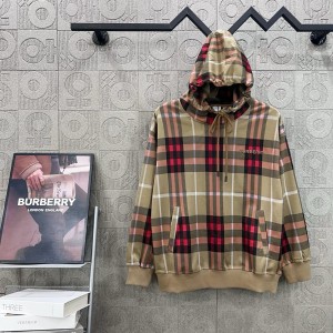 Burberry 버버리 체크 패턴 레터링 로고 스몰 라벨 자수 후드티 맨투맨 티셔츠 의류