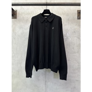 FENDI 펜디 더블F 금속 로고 니트 폴로 카라 긴팔 티셔츠 의류