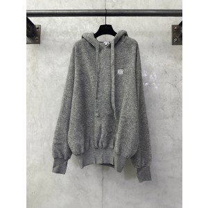 LOEWE 로에베 자수 로고 울 블렌드 후드티 스웨트셔츠 의류