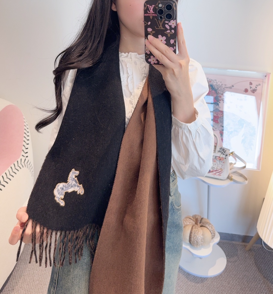 Hermes 에르메스 양면 스카프 머플러 목도리