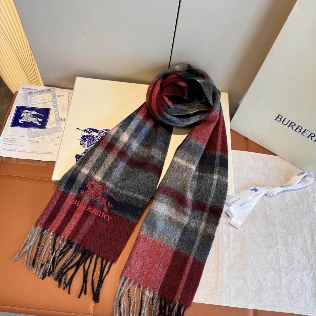 Burberry 버버리 고급 자수 로고 스카프 머플러 목도리