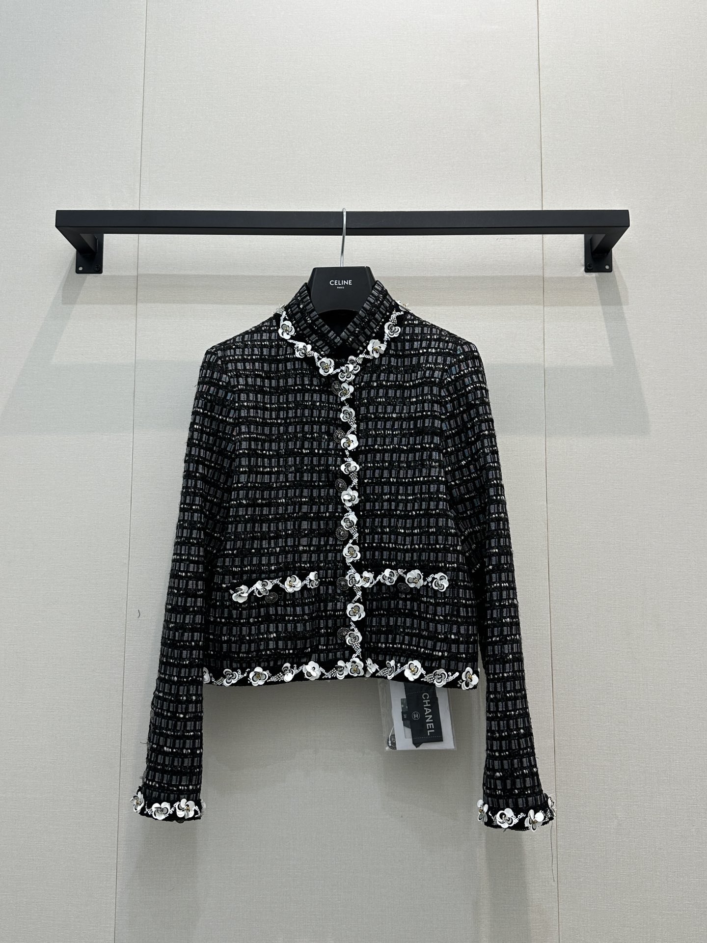 Chanel 샤넬 고급 핸드크래프트 시퀸 장식 트위드 자켓 재킷 의류