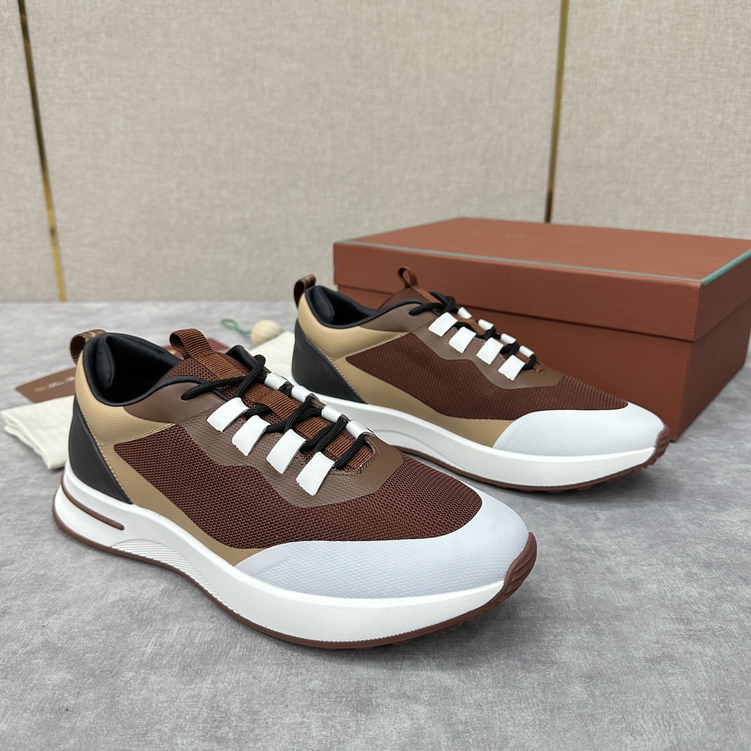 Loro Piana 로로피아나 Week End Walk 남성 메쉬 가죽 콤비 스니커즈 신발