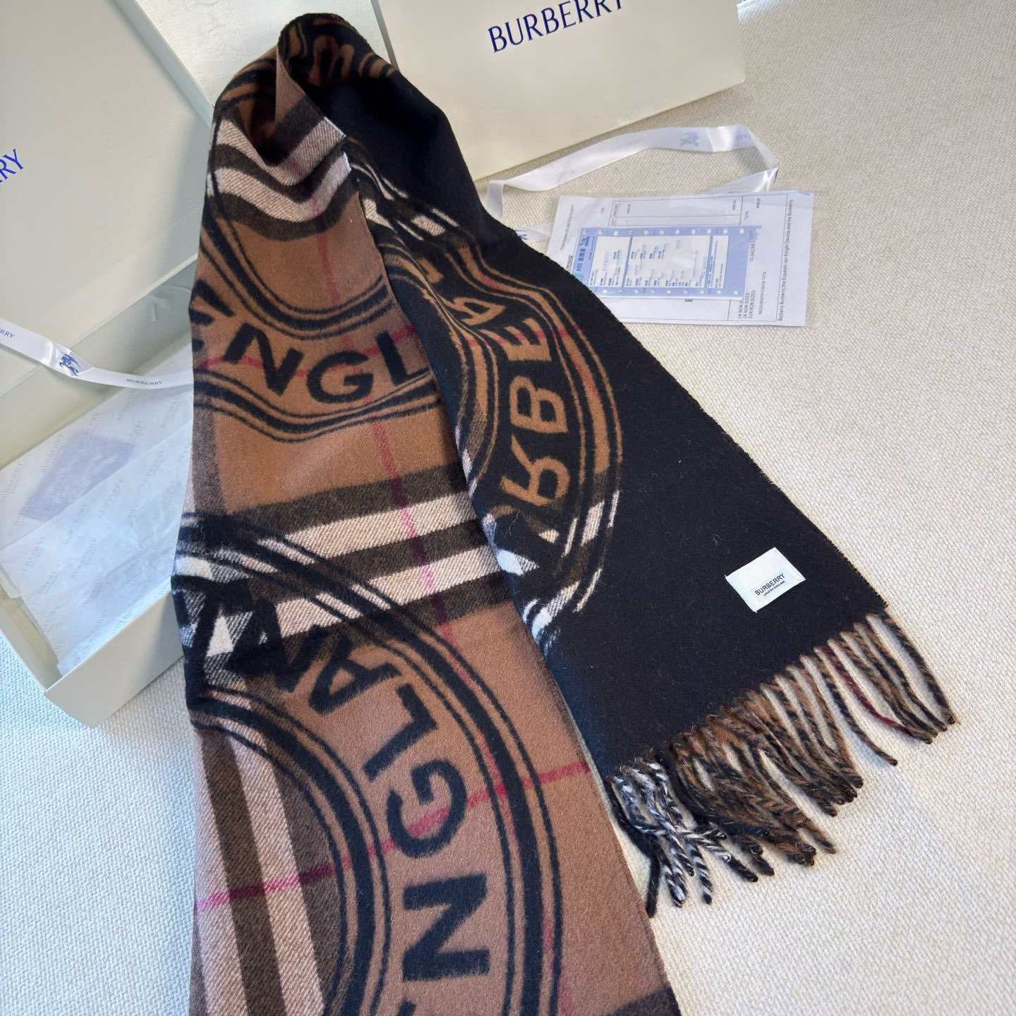 Burberry 버버리 몽타주 프린트 캐시미어 머플러 목도리