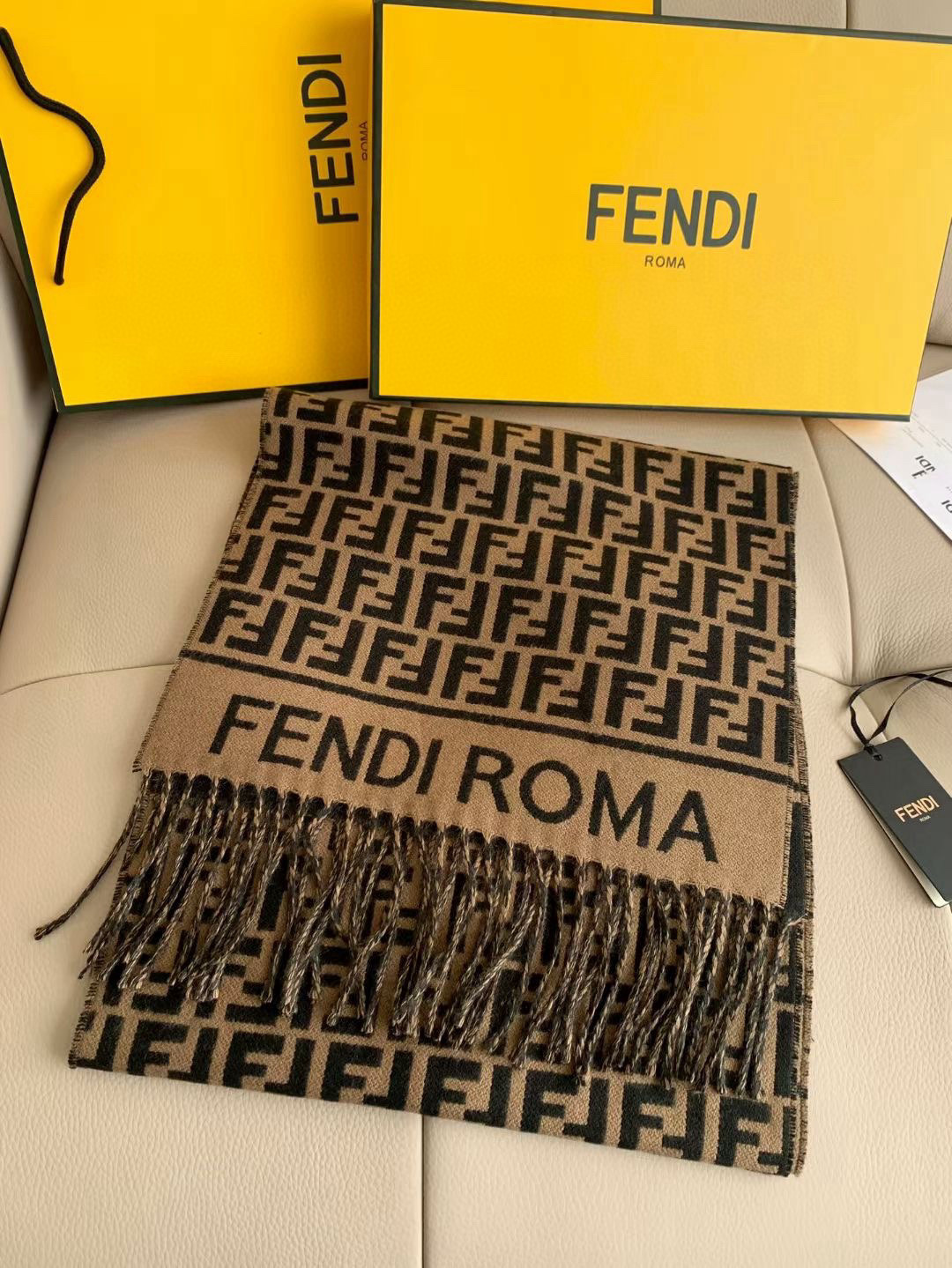 Fendi FF 펜디 로고 캐시미어 머플러 목도리