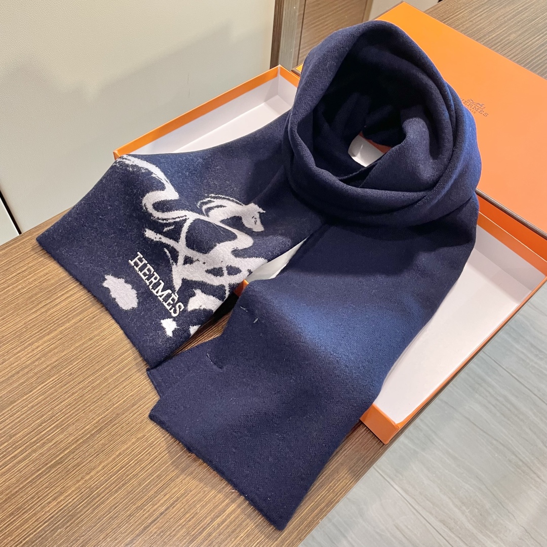 Hermes 에르메스 캐시미어 롱 머플러 목도리