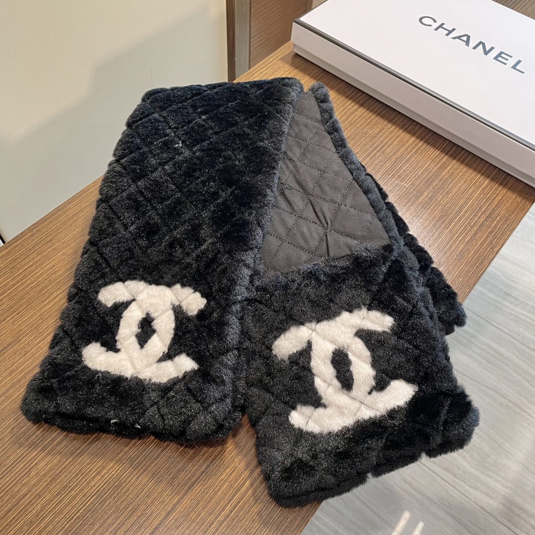 Chanel 샤넬 퍼 캐시미어 머플러 목도리