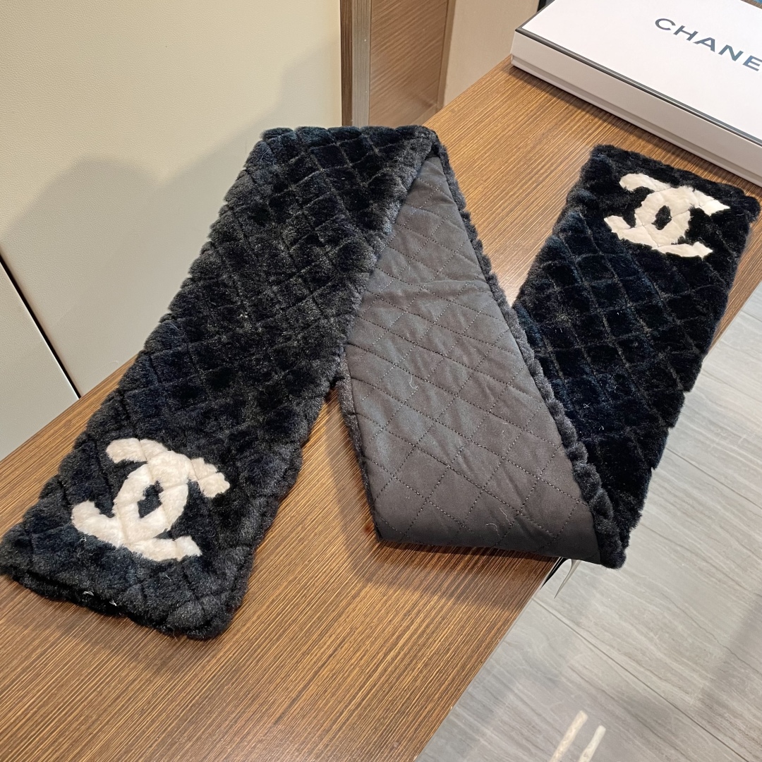 Chanel 샤넬 퍼 캐시미어 머플러 목도리