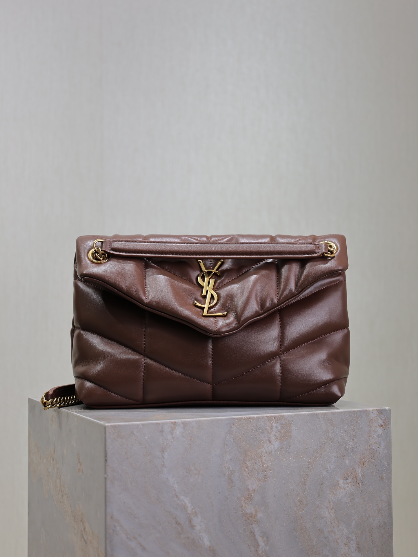 YSL Loulou Puffer 생로랑 체인백 가방 (커피색·골드 메탈)