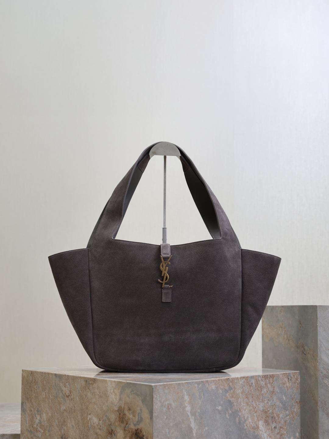 YSL Bea hobo 생로랑 쇼퍼백 / 호보백 가방 (그레이 스웨이드·골드 메탈)