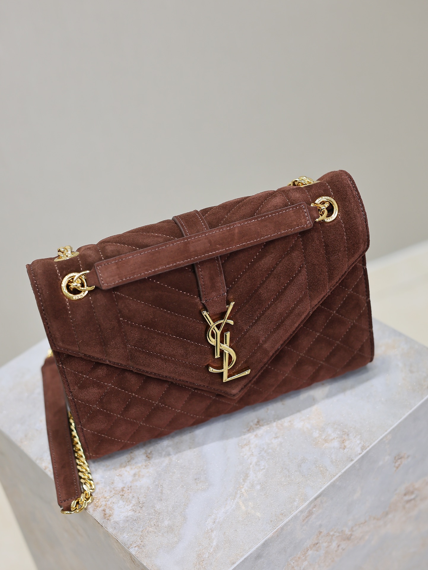 YSL Envelope 생로랑 스웨이드 클러치백 가방 미디움