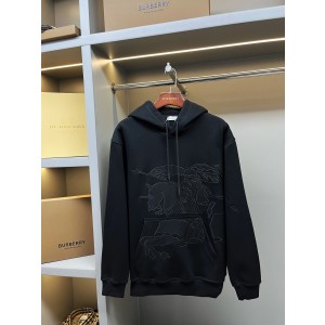 Burberry BBR 버버리 블랙 전통 전마 자수 후드티 의류