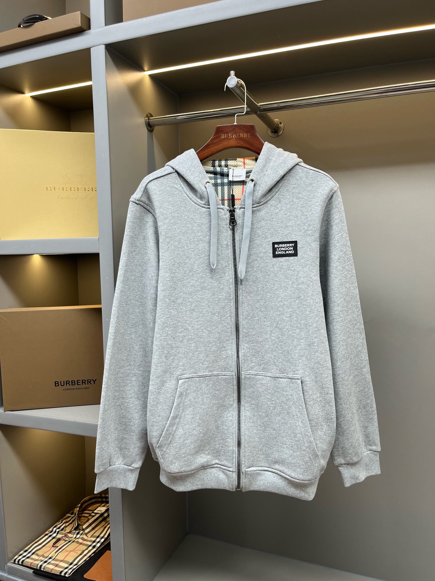 Burberry BBR 버버리 마이크로 로고 장식 코튼 후드 집업 자켓 재킷 의류