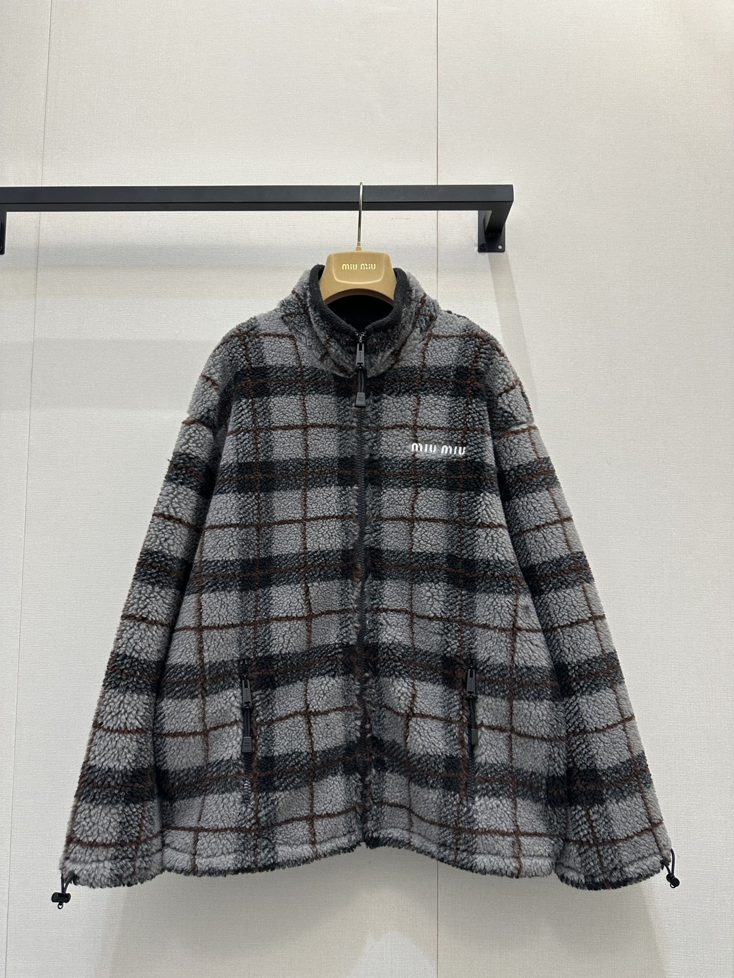 MiuMiu 미우미우 체크 플리스 후리스 울 자켓 재킷 의류