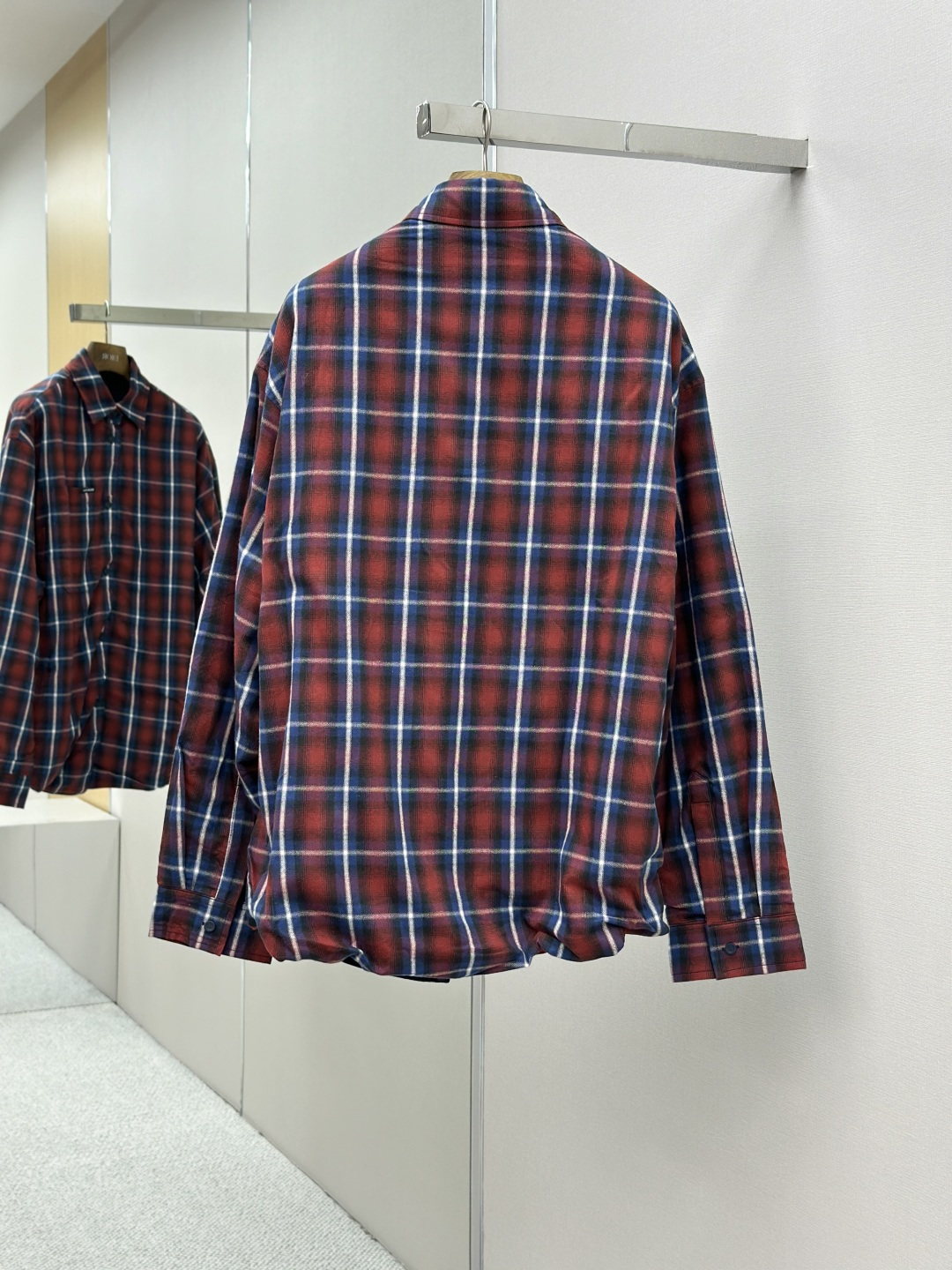 BALENCIAGA 발렌시아가 체크 플랩 카라 롱슬리브 셔츠 의류