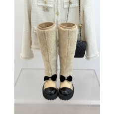 CHANEL 25N Coco Neige 샤넬 더블C 리본 배색 플랫폼 스노우 롱부츠 신발