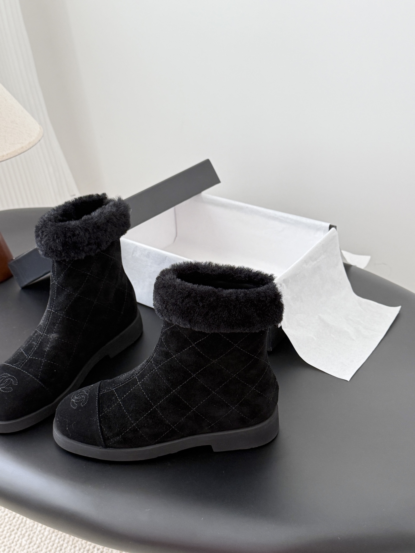 Chanel 샤넬 테디 퍼 앵클 부츠 슈즈 신발