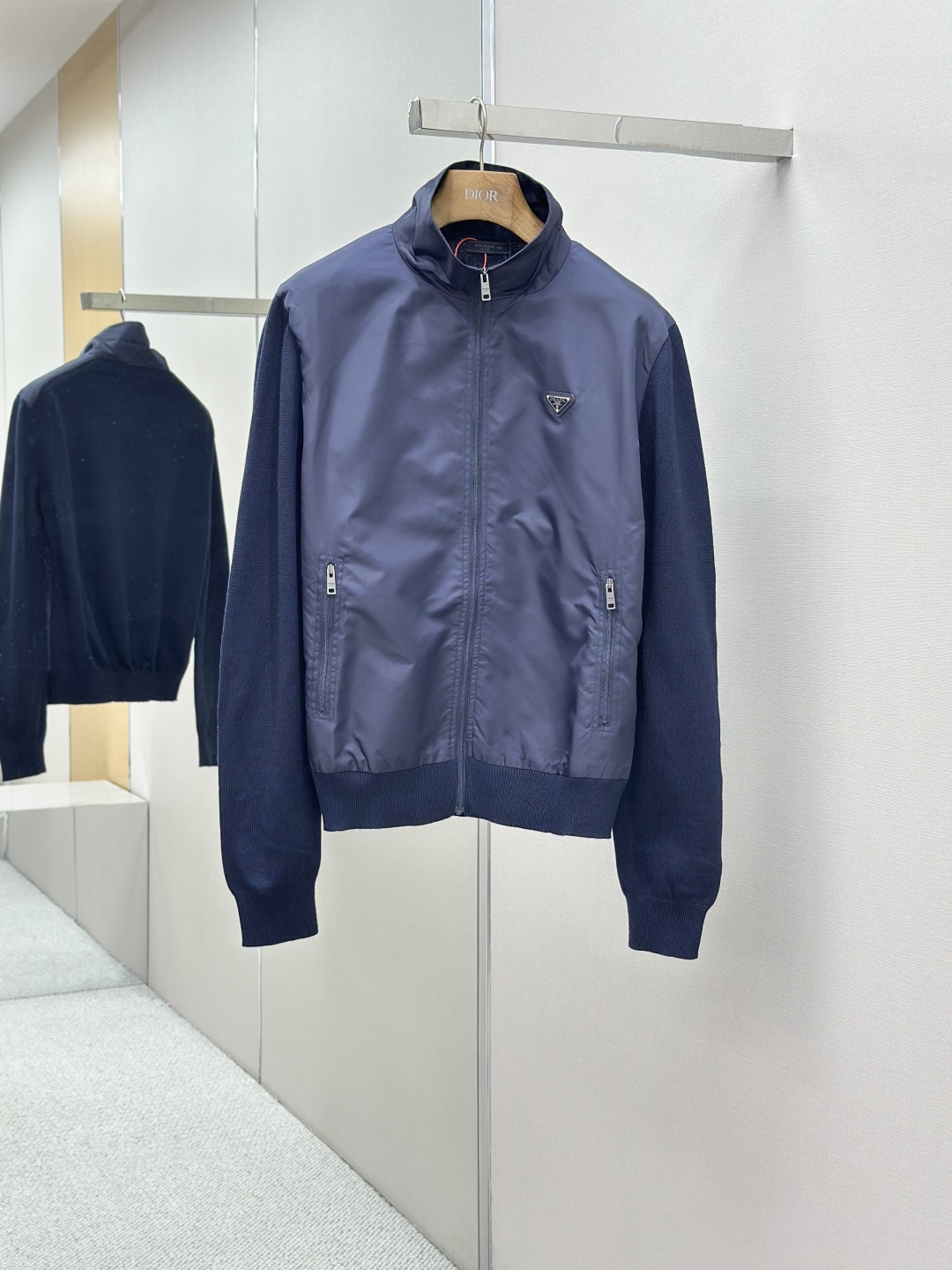 Prada 프라다 삼각 로고 니트 패치 나일론 자켓 재킷 의류