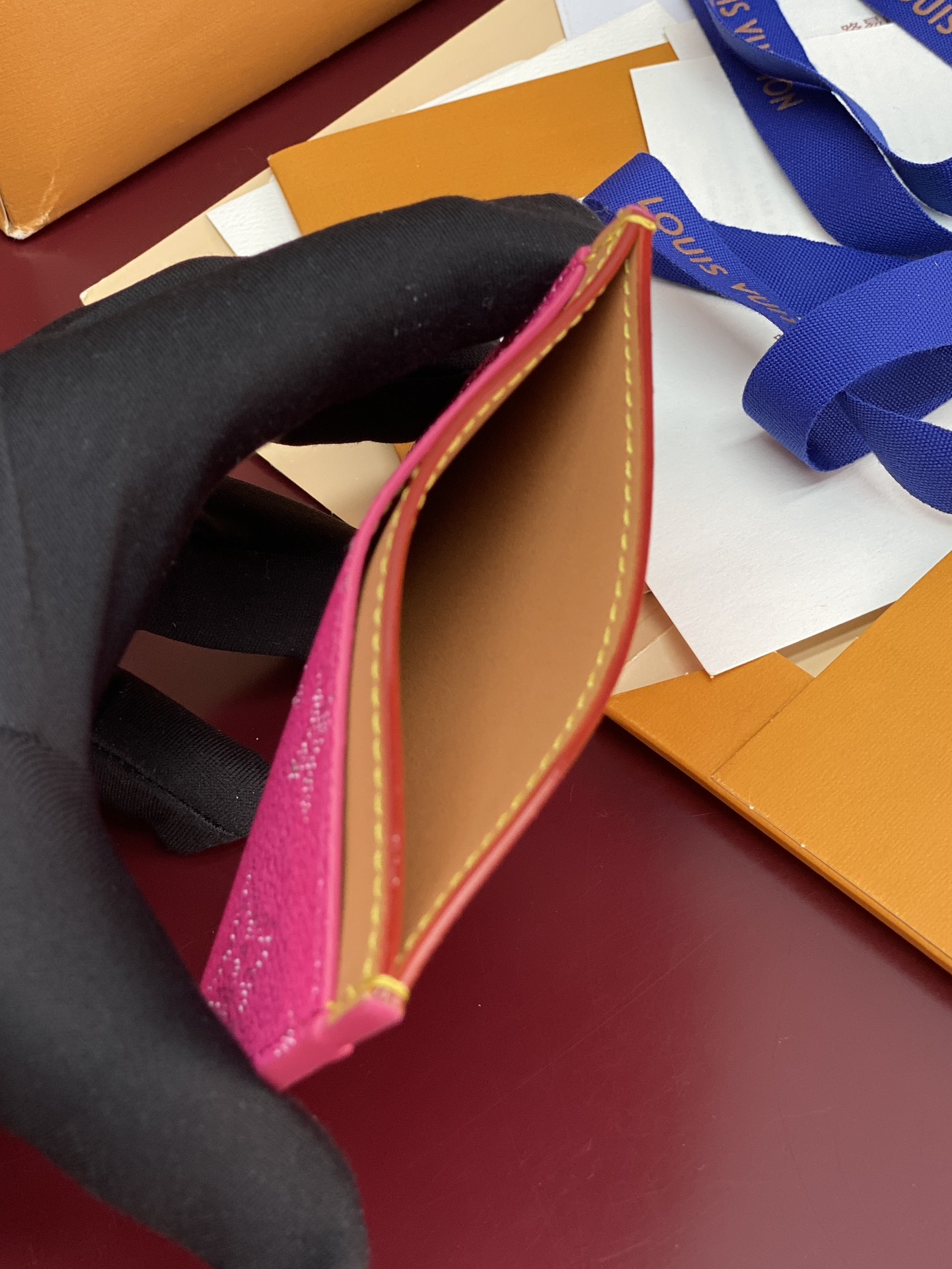 LV 루이비통 M27115 실크 프린트 핑크 카드지갑