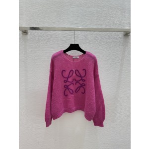 LOEWE 로에베 배색 입체 로고·펀칭 니트 라운드 긴팔 의류