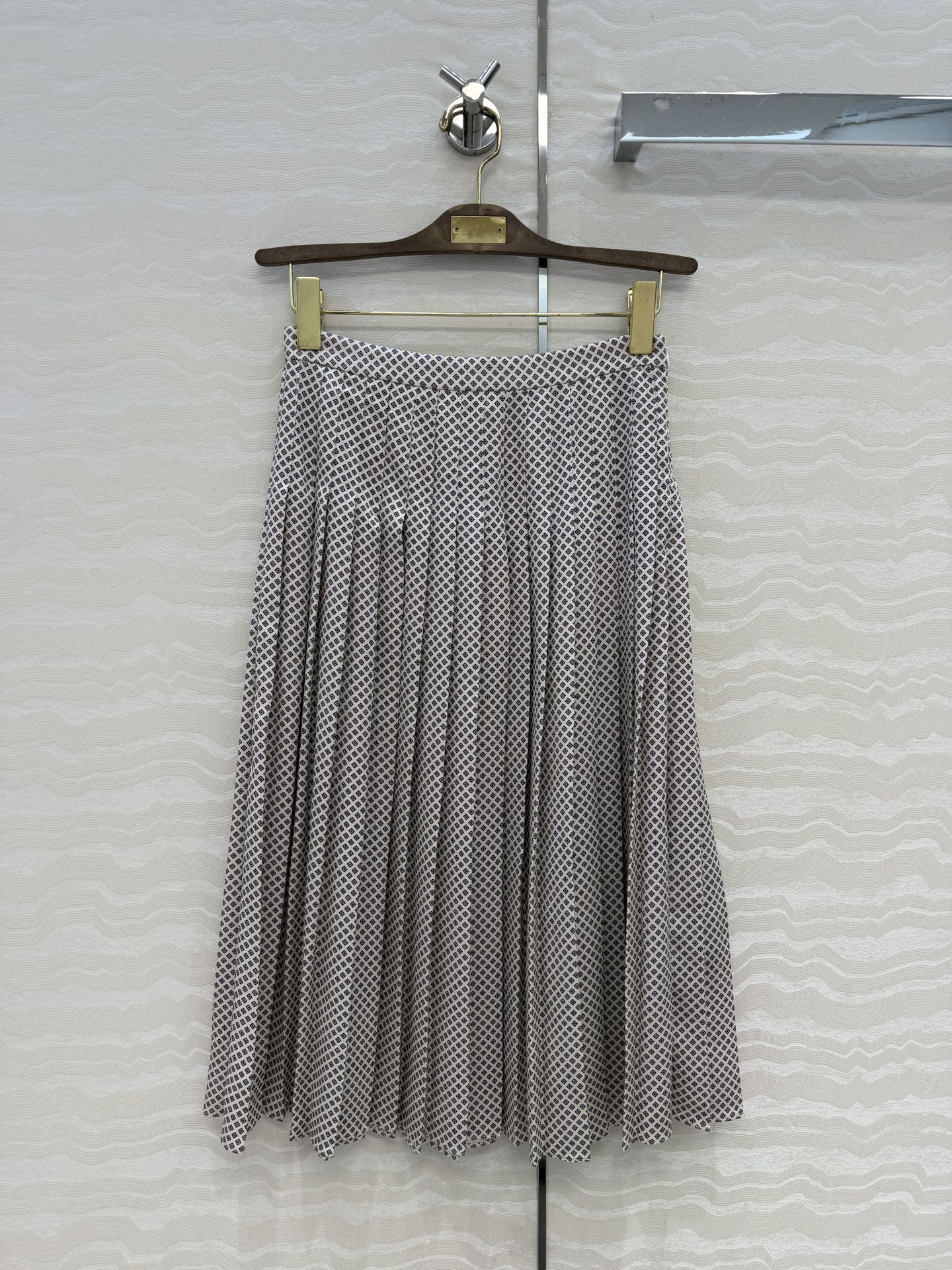 Loro Piana 로로피아나 고급 원단 체크 플리츠 롱 스커트 치마 의류