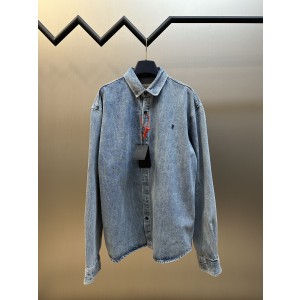 Saint Laurent YSL 생로랑 로고 자수 청 데님 셔츠 의류