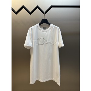 Dior CD 디올 리본 자수 라운드넥 반팔 티셔츠 의류