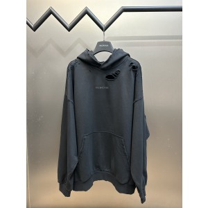 Balenciaga 발렌시아가 스톤 장식 디스트로이 후드티 맨투맨 티셔츠 의류