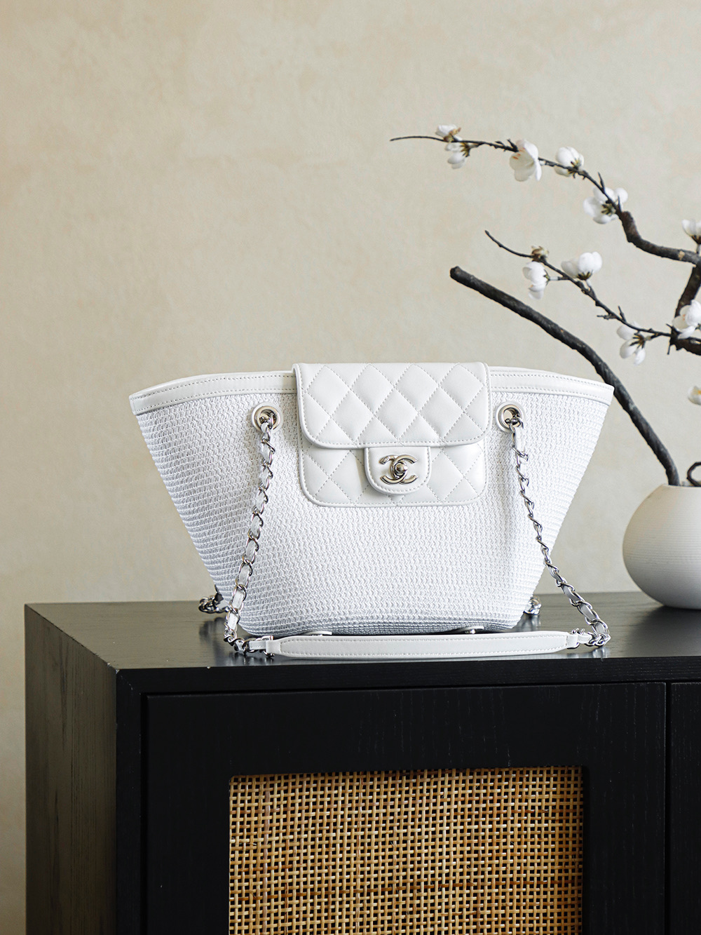 Chanel 26C 위빙 샤넬 쇼핑백 숄더백 가방 (라지)