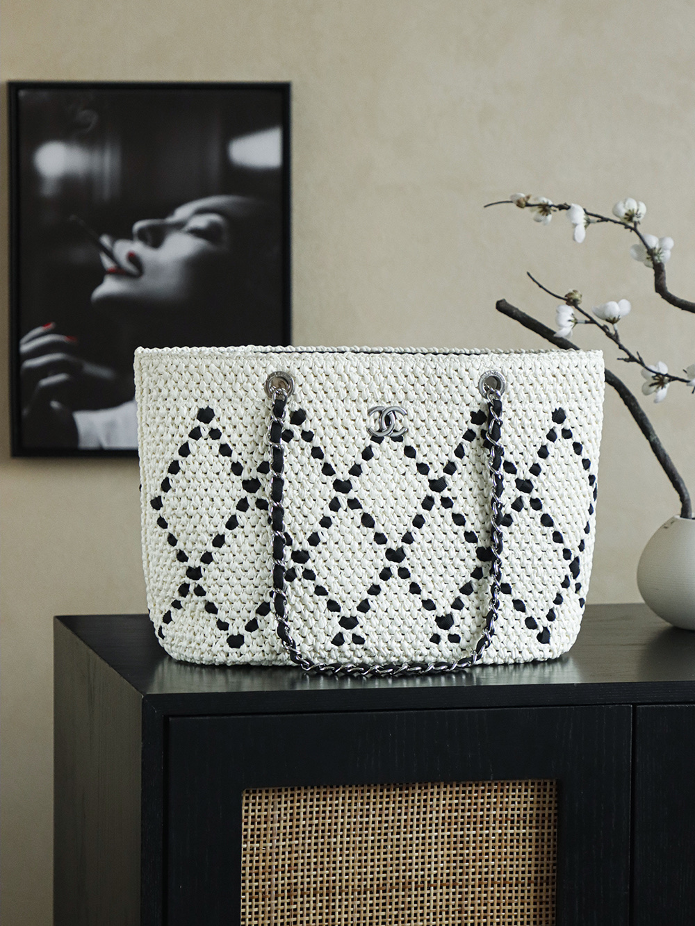 Chanel 26C 샤넬 수작업 위빙 쇼핑백 숄더백 가방 (라지)