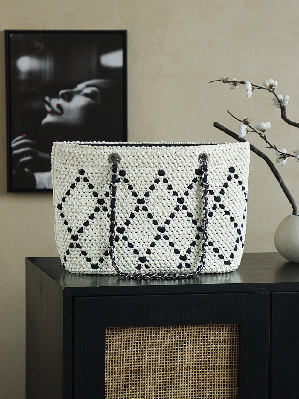 Chanel 26C 샤넬 수작업 위빙 쇼핑백 숄더백 가방 (라지)