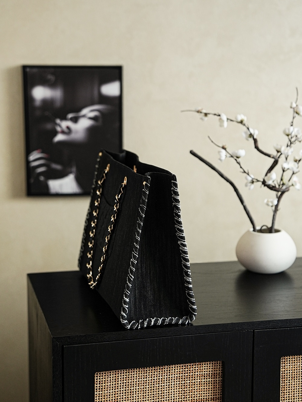 Chanel 샤넬 빈티지 ‘미드나잇 플라이트’ 데님 토트백 가방