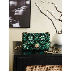 Chanel 샤넬 메티에 다르(고급 공방) 에메랄드 비즈자수 CF 숄더백 가방