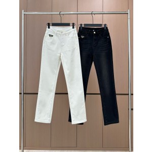 PRADA 프라다 오리지널 역삼각 밍크 워싱 스키니 진 팬츠 바지 의류