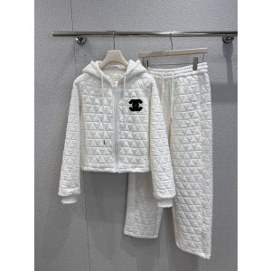 Chanel 샤넬 클래식 퀼팅 후드 집업 자켓 + 팬츠 바지 세트 셋업 의류