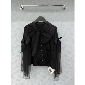 Chanel 샤넬 메쉬 배색 자카드 셔츠 블라우스 의류