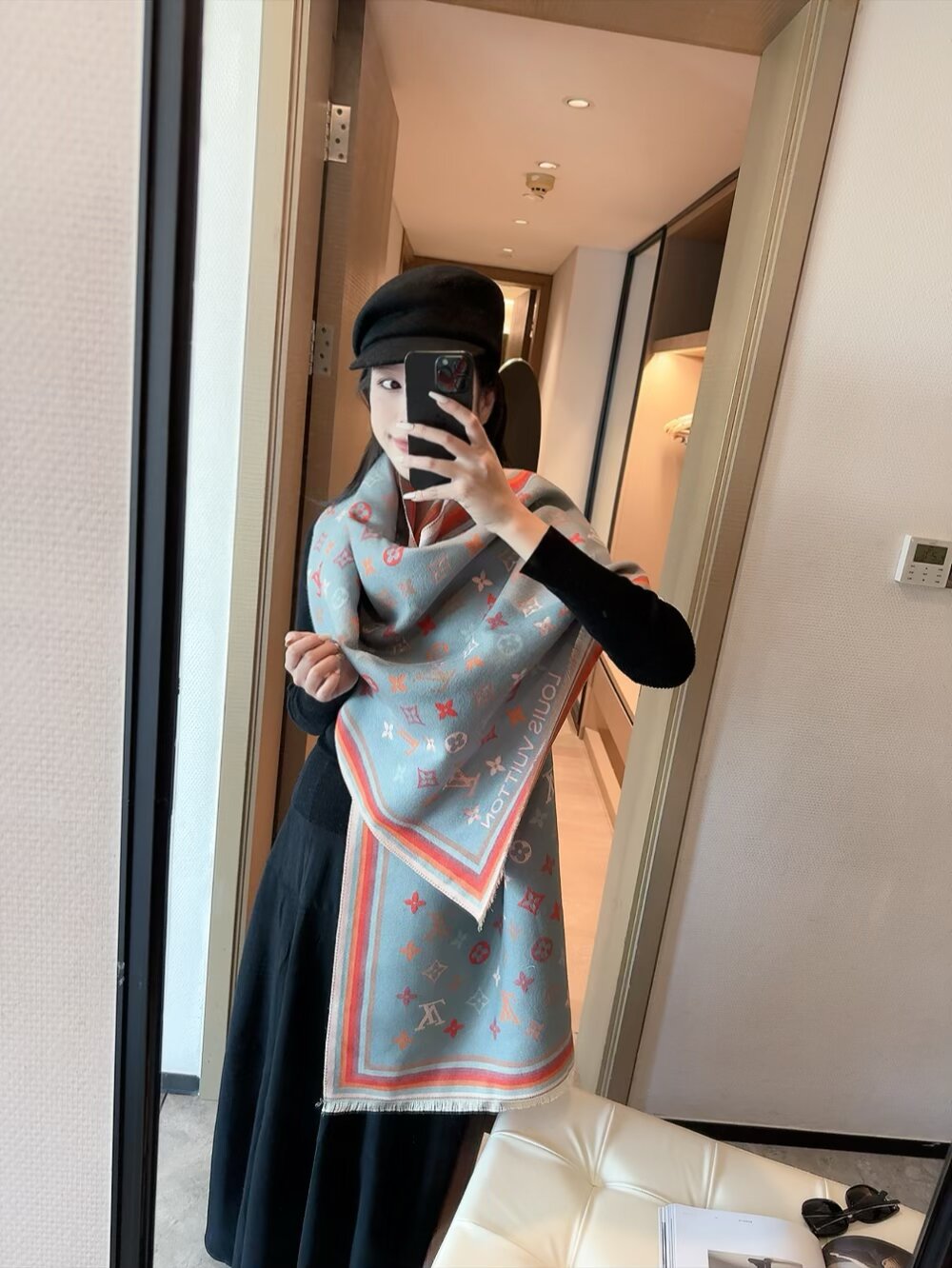 LV 루이비통 모노그램 자카드 머플러 목도리 스카프