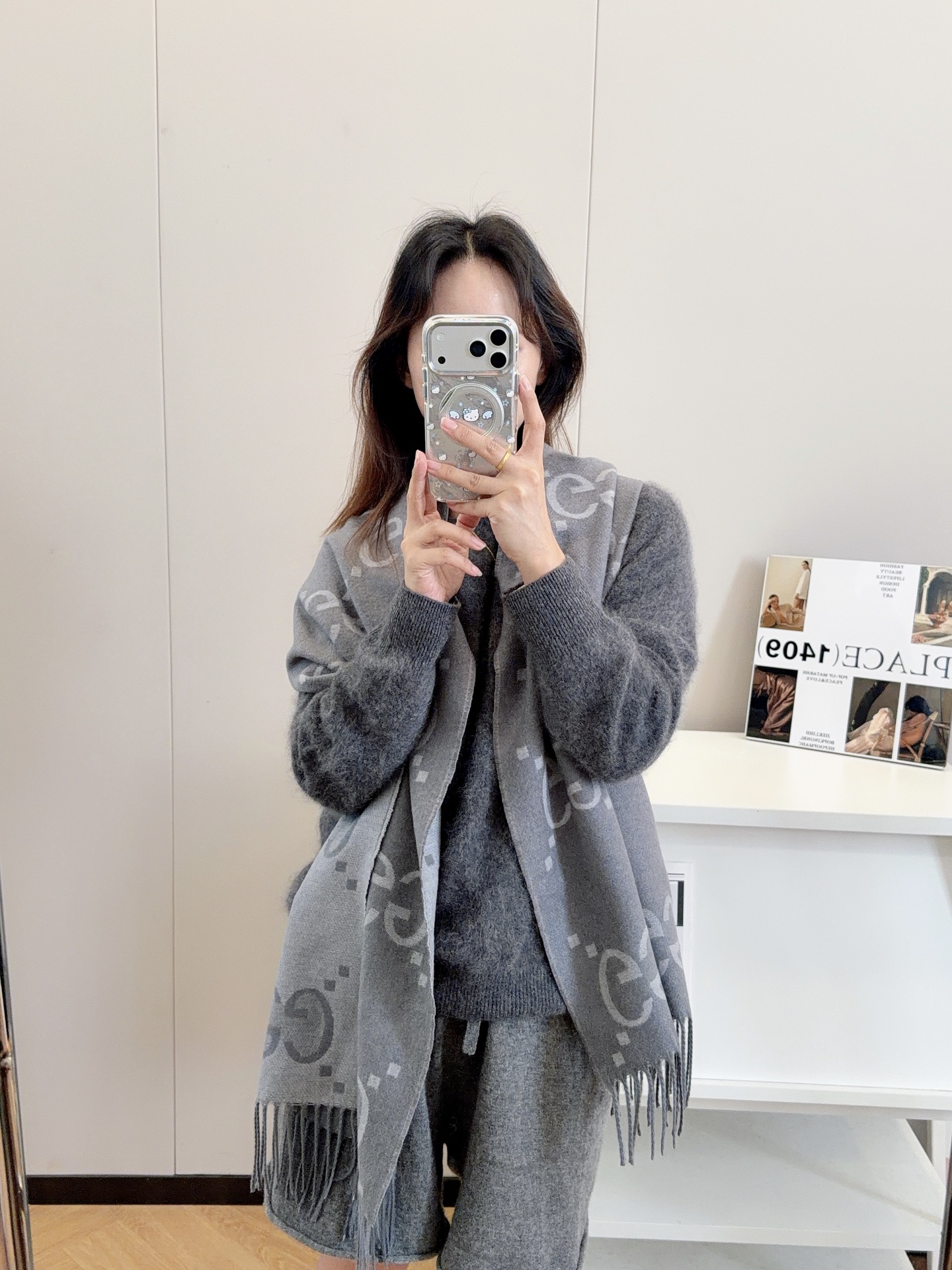 Gucci GG 구찌 로고 울·실크 머플러 목도리 스카프