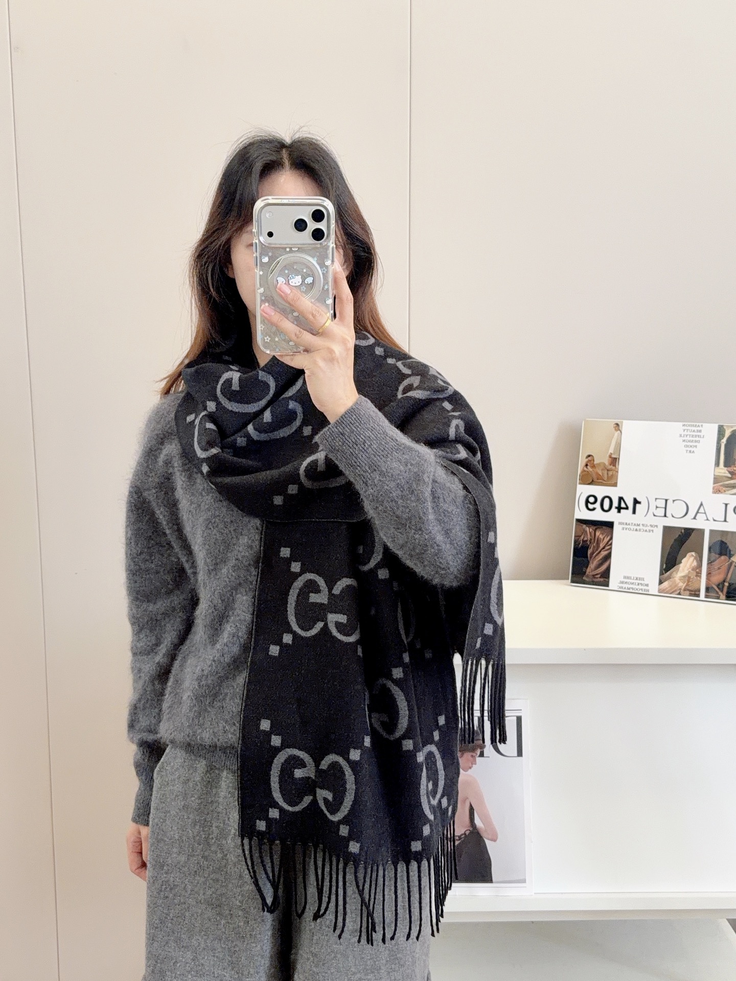 Gucci GG 구찌 로고 울·실크 머플러 목도리 스카프