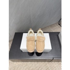 THE ROW 더 로우 모직 시어링 털 라운드 퍼 플랫 로퍼 신발