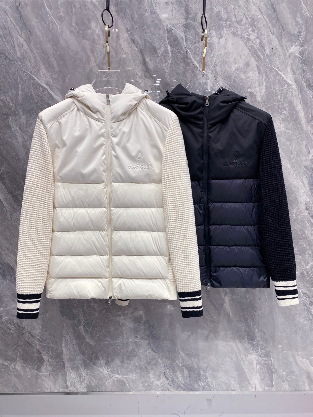 Moncler 몽클레어 몽클레르 니트 후드 배색 다운 자켓 점퍼 의류